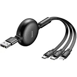 Кабель Baseus Little Octopus Adjustable Cable USB to Lightning/Type-C/MicroUSB 3.5A 1.2m CAMLT-ZY01 Black - мініатюра 3