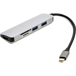 USB-Хаб PowerPlant USB Type-C to 3*USB 3.0 Ports + TF/SD Card Reader (CA912100)