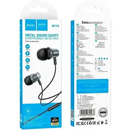 Навушники Hoco M110 Encourage metal universal earphones with mic чорні 6942007602938 - мініатюра 3