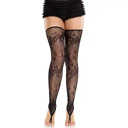 Панчохи Leg Avenue Floral Net Toe Loop Footless Thigh Highs One Size - мініатюра 4