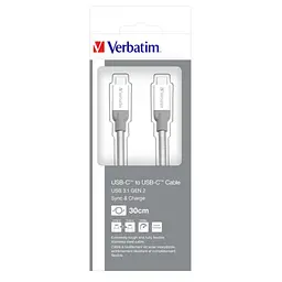 Дата кабель USB-C to USB-C 0.3m USB 3.1 Verbatim (48867) - мініатюра 6