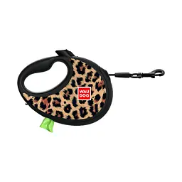 Повідець для собак WAUDOG R-leash з контейнером для пакетів "Леопард", світловідбивна стрічка, M (256-4066)