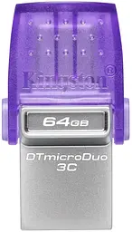 Накопичувач 64GB USB 3.2 Type-A Gen1 + Type-C DT microDuo 3C R200MB/s Kingston teh0013385