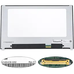 Матриця 14.0 N140HCE-G52 1920х1080, 30pineDP, IPS, LED, SLIM без дод. панелі, матова, роз'єм праворуч знизу, th=5.2mm для ноутбука