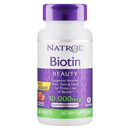 Вітаміни та мінерали Natrol Biotin 10000 mcg 60 таблеток полуниця