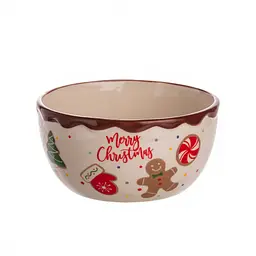 Тарілка супова Yiwu порцелянова новорічна Ø15 (см) Merry Christmas глибока тарілка кругла, салатник, бульйонниця, 800 мл CR-1-44