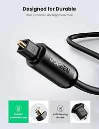 Кабель аудіо Ugreen Toslink оптичний 4 мм 1 м Black (AV122) - мініатюра 5