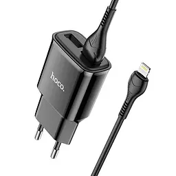 Адаптер мережевий HOCO Lightning Cable Star round dual port charger set C88A 2USB чорний