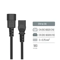 Кабель живлення C13 to C14 1.8m black ColorWay (CW-CBP087-BK) - мініатюра 6