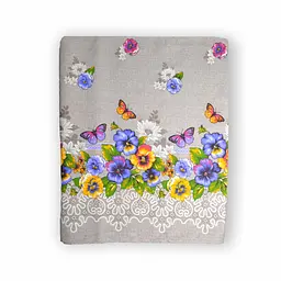 Скатерть Home Line рогожка Фиалковые бабочки, 150х150 см (130207)