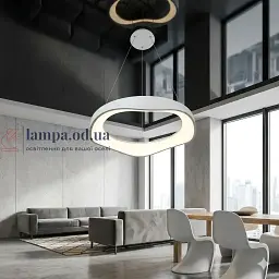 Сучасна підвісна LED люстра хвиля для кухні Diasha 0471A WH біла 50 см 36W регульована за висотою