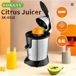 Соковитискач для цитрусових Sokany з нержавіючої сталі 400 мл 350 Вт JE-651E сріблясто-чорна - мініатюра 2