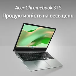 Ноутбук Acer Chromebook CB315-4HT 15' FHD IPS Touch, Intel P N6000, 8GB, F128GB, UMA, ChromeOS, сріблястий (NX.KBAEU.002) - мініатюра 2
