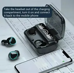 Бездротові навушники M10 TWS bluetooth 5.1 black OPM з павербанком - мініатюра 7