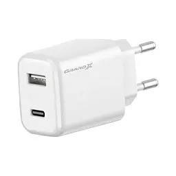 Зарядний пристрій Grand-X CH-890 швидке заряджання 1xUSB-C PD 20 Вт + 1xUSB QC 4.0 + AFC SCP FCP чорний (CH-890)