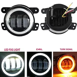Протитуманні LED Фари круглі Лінза з ДХО та поворотом D100 мм 10-30V 15W 7000K 2 шт. - мініатюра 2