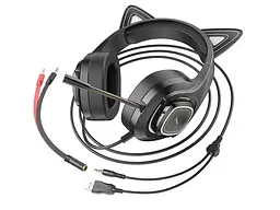 Навушники з мікрофоном Hoco W107 Cute Cat Ears Elf (W107B) (6931474791269) - мініатюра 3