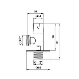 Кран приладовий Kroner KRP Eckventil C302 1/2"х3/4" ЗЗ - мініатюра 2