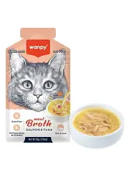Беззерновой рідкий корм Wanpy Meat Broths Salmon&Tuna - суп з лососем і тунцем для котів, пауч 50г