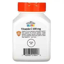 Вітамін C 21st Century Vitamin C 500 mg Chewable, 110 таблеток - Апельсин для підтримки імунітету - мініатюра 2