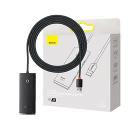 Концентратор - USB-хаб Baseus Lite Series 4-Port USB-A HUB Adapter (USB-A to USB 3.0*4) 2 метри чорний WKQX030201 - мініатюра 8