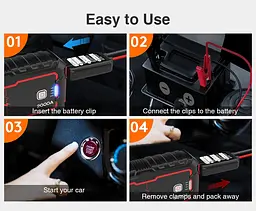 Пуско-зарядний пристрій для автомобіля Yaber 22000mah - мініатюра 9