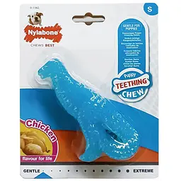 Nylabone Puppy Chew Dinosaur нілабон динозавр жувальна іграшка для цуценят смак курки