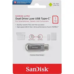 Флешка подвійна SanDisk 1 TB Ultra Dual Drive Luxe USB і Type-C (SDDDC4-1T00-G46) - мініатюра 3