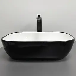 Умивальник VBI Ravenna black white glossy накладний VBI-011226, Чорний - мініатюра 3