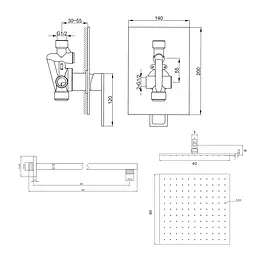 Душова система Kohlman Nexen 40 chrome + BOX прихованого монтажу QW220UQ40, Хром - мініатюра 2