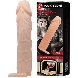 Насадка Pretty Love Penis Sleeve BI-026227, Телесный - мініатюра 3