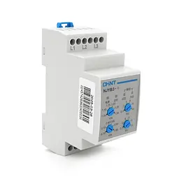 Реле контролю фаз CHINT NJYB3-4 AC380V, 3F3P, Захист U+(1,05~1,3)*Us/U-(0,7~0,95)*Us,Затримка 0,1~10с, Ue740. 1CO+1NO
