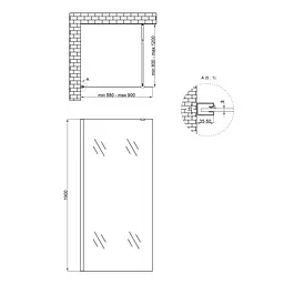 Душова перегородка Qtap Walk-In Standard CRM209.C8 90x190 см, скло Clear 8 мм, покриття CalcLess, універсальна, прозорий - мініатюра 2