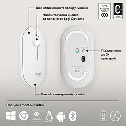 Миша комп'ютерна Logitech Pebble Mouse 2 M350 Tonal White (910-007013) - мініатюра 4
