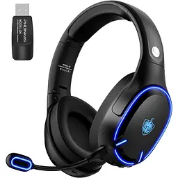 Беспроводные наушники Kotion Each Q6 2.4G со съемным микрофоном черно-синие