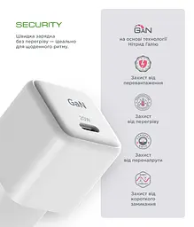 Зарядний пристрій AR373 GaN 20W White з портом USB-C, підтримка Power Delivery, швидка зарядка для смартфонів і планшетів Apple, Samsung, Xiaomi, ArmorStandart (ARM77569) - мініатюра 8
