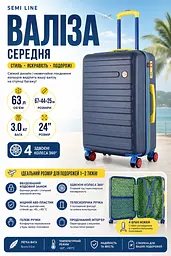 Валіза середня Semi Line T5847-2 ABS-пластик 24 дюйми 63 л Синій - мініатюра 3