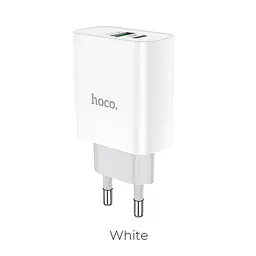 Блок адаптер мережевий Hoco Rapido C80A 2 виходи USB + Type-C 20 W білий - мініатюра 3