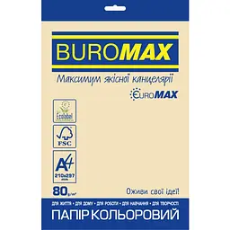 Бумага Buromax А4, 80 г, PASTEL cream, 20 листов, EUROMAX (BM.2721220E-49)
