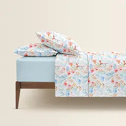 Сімейна постільна білизна ранфорс з простирадлом на резинці AQUARELLE FLOWERS COSAS (2200000066824) - мініатюра 2