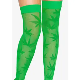 Панчохи Leg Avenue 420 Net thigh highs Green - мініатюра 3