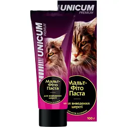 Фітопаста Unicum для виведення шерсті у котів та кошенят, 100 г