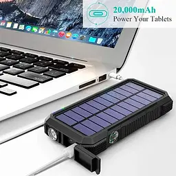 Зовнішній акумулятор power bank Solar PN-W12 20000 mAh із сонячною панеллю зовнішня батарея 18W - мініатюра 7