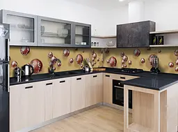 Вініловий кухонний фартух Шоколадні сфери наклейка для кухні ПВХ кулі Абстракція Бежевий Happy Pocket Z181709 - мініатюра 4
