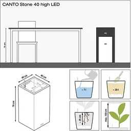 Вазон Lechuza Canto Stone 40 high LED графітово-чорний (13642) - мініатюра 6