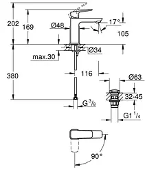 Змішувач для умивальника M-розміру Grohe Cubeo 1017572430 Чорний матовий - мініатюра 4