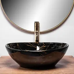 Умивальник Rea Sofia 41x34,5 black marble shiny (REA-U5611), Глянцева - мініатюра 2