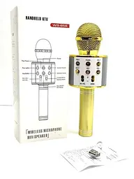 Мікрофон бездротовий караоке С 48340 bluetooth USB колонка Золотий - мініатюра 3