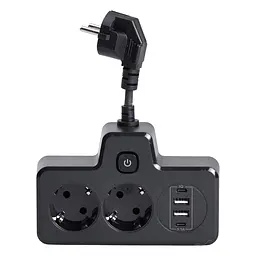 Мережевий фільтр-розгалужувач SNAILS 2 розетки LED 4 USB 8 см, чорний Yiwu HP-5-18