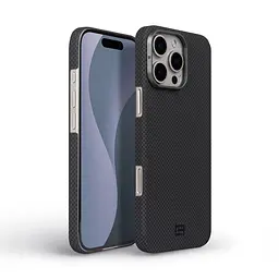 Защитный чехол для Apple iPhone 15 Pro, BlackIcon Kevlar MagCase, кевларовый, черный, панель, накладка с поддержкой MagSafe, противоударный, защита всего корпуса, усиленные углы, совместим с беспроводной зарядкой, ArmorStandart (ARM88536) - мініатюра 2